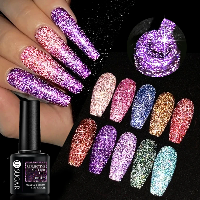 UR SUGAR 7.5ml Reflective Glitter Gel Nail Polish Colorful Sparkling Sequins Soak Off UV LED Varnish Nail Art Decoration