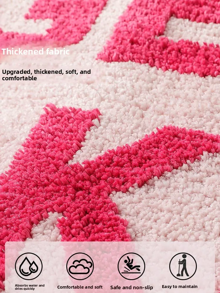 Trendy American Letter Bathroom Door Mat Anti-Slip Absorbent Floor Rug Toilet Entrance Pad Quick Dry Home Decorative Rug