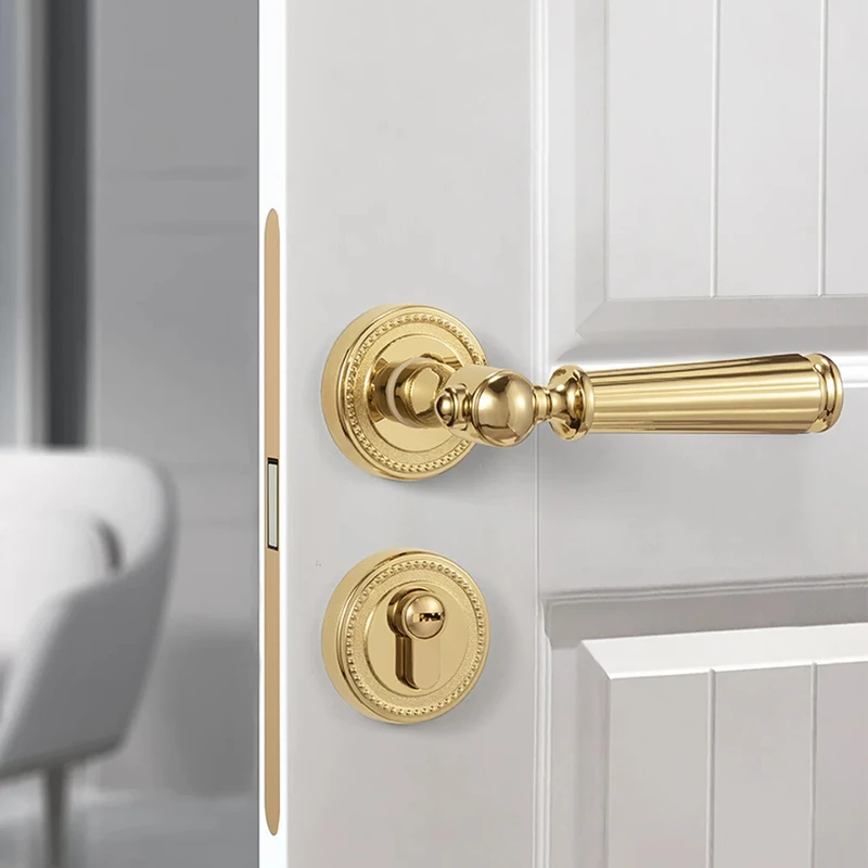 

American color door lock indoor bedroom French door lock wooden door handle retro magnetic silent lock