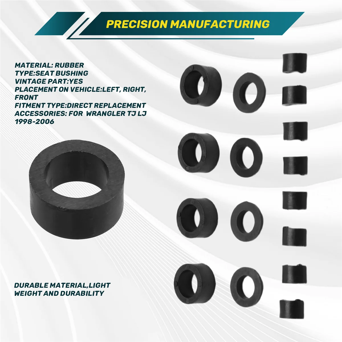 

Опорные втулки, втулки сиденья для Jeep Wrangler TJ LJ 1998-2006, черная, прямая сменная втулка сиденья -AB16