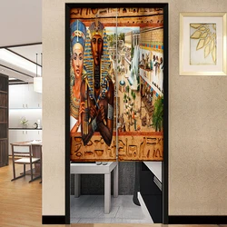 Ancient Egyptian Pharaohs Door Curtain Dust Proof Kitchen Partition Drapes Restaurant Hotel Room Entrance Hanging Half-Curtain