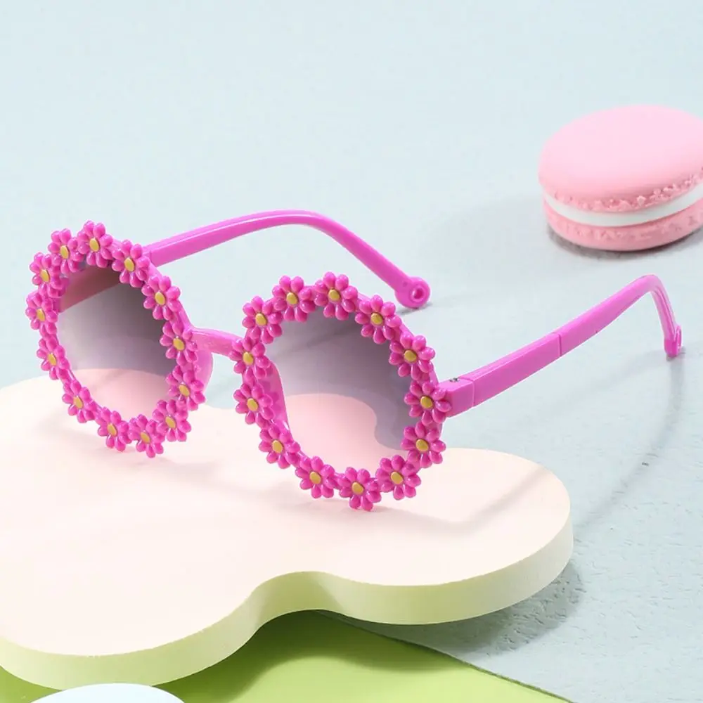 Round Daisy Flower Sunglasses for Kids Girls Cute Ocean Lens Children's Sun Glasses UV 400 Protection Photo Sun Shades Eyewear