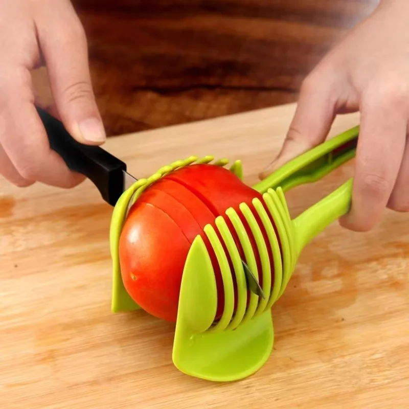 Multipurpose Stainless Steel Handheld Slicer Orange Lemon Tomato Onion Cutter Home Kitchen Bar Fruit Beverage Supplies