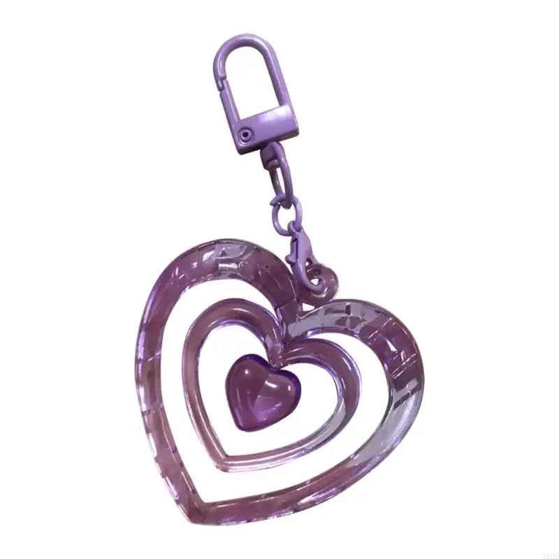 X90D Love Heart Keyring Car Key Holder Heart Pendant Keychains for Handbag-Decoration