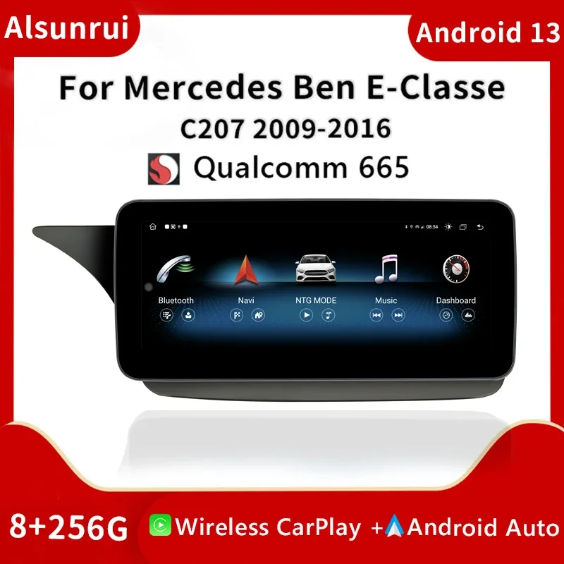 Qualcomm 665 Android 13 Wireless Carplay For MERCEDES BENZ E-Class C207 W207 A207 2009-2012 Screen AutoRadio Multimedia Stereo