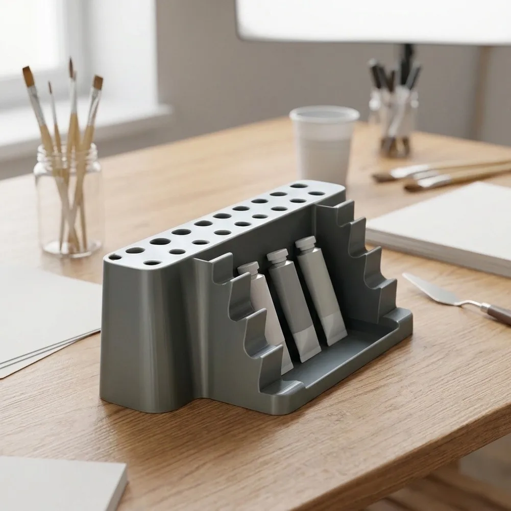 3D Printed Tool Organizer for Artists Emphasizing Functional Layout and Seamless Integration Into Art Setup 3D