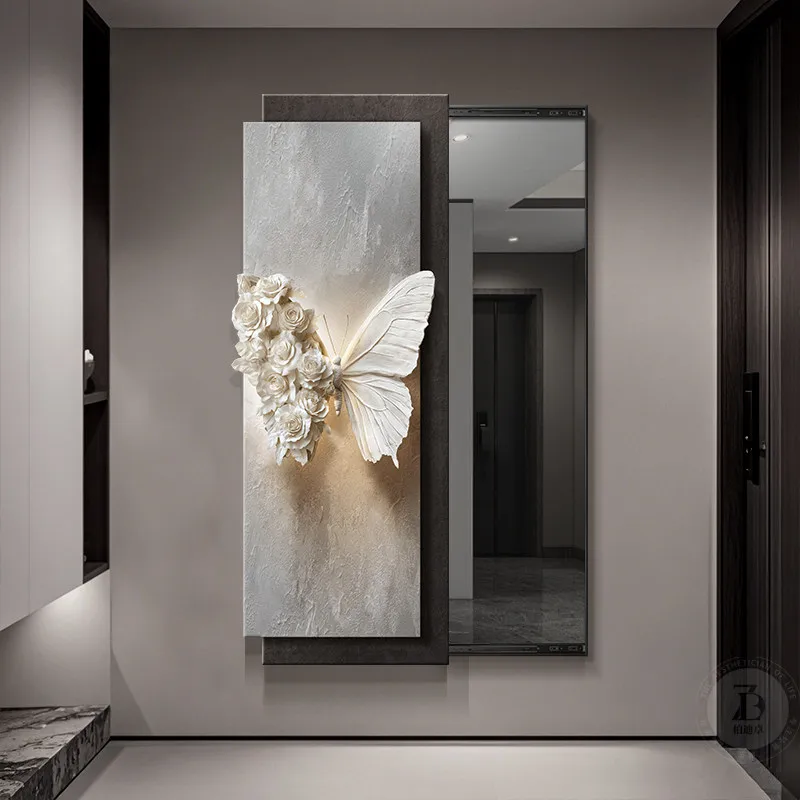 Premium Texture Push-Pull Hidden Full Length Mirror, Butterfly Invisible Dressing Mirror, Decorative Wall Mirror for Entryway