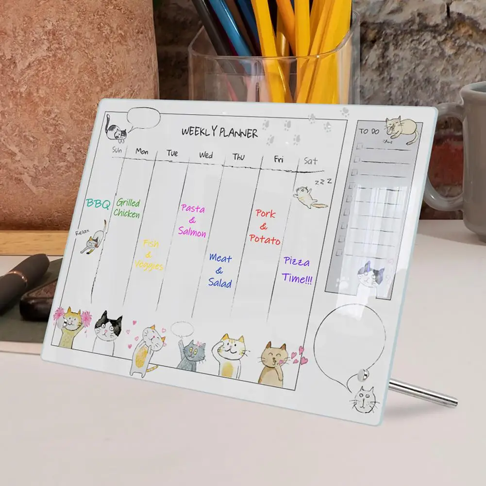 Weekly Planning Board with Stand Acrylic Desktop Whiteboard Calendar Weekly Planner with Stand Small Office Reminder for Home