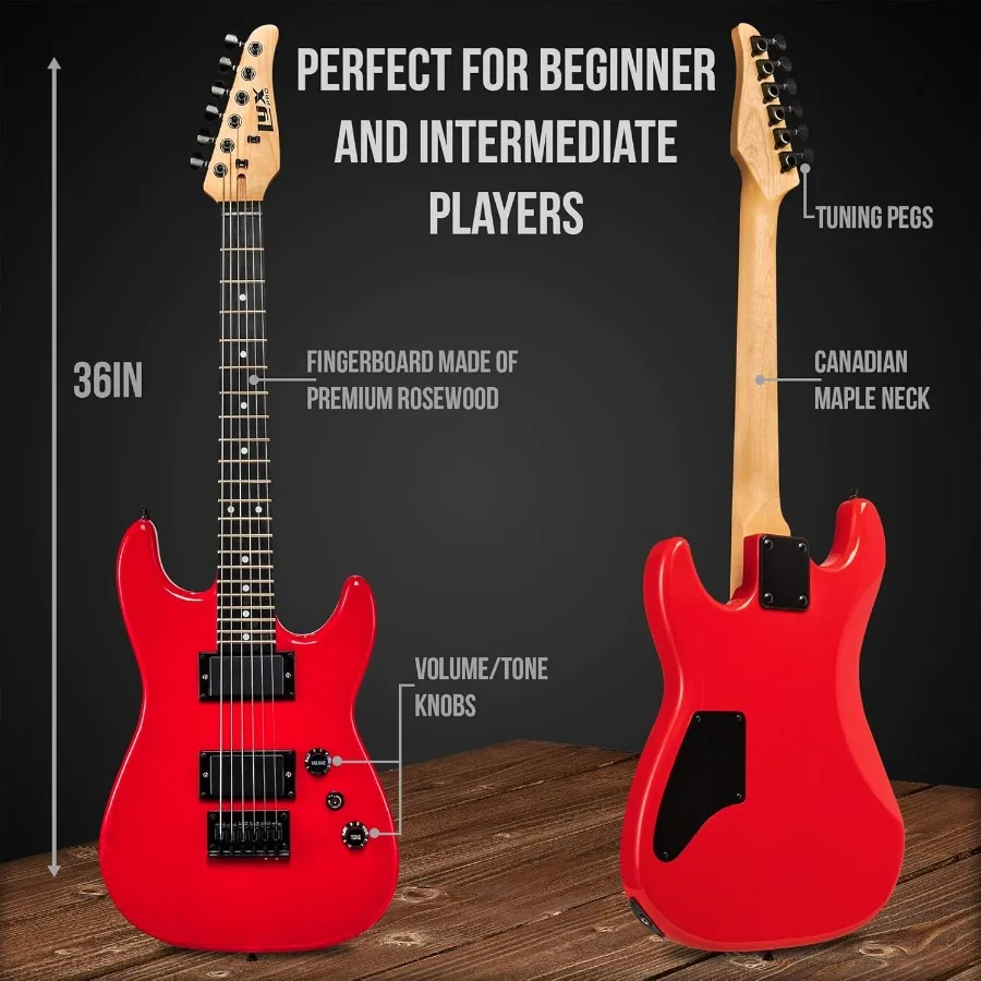 جيتار ومجموعة كهربائي مقاس 36 بوصة مع 3/4 مقاس جيتار للمبتدئين أمبير بستة أوتار من اختيارين حزام الكتف مشبك رقمي على التون #5