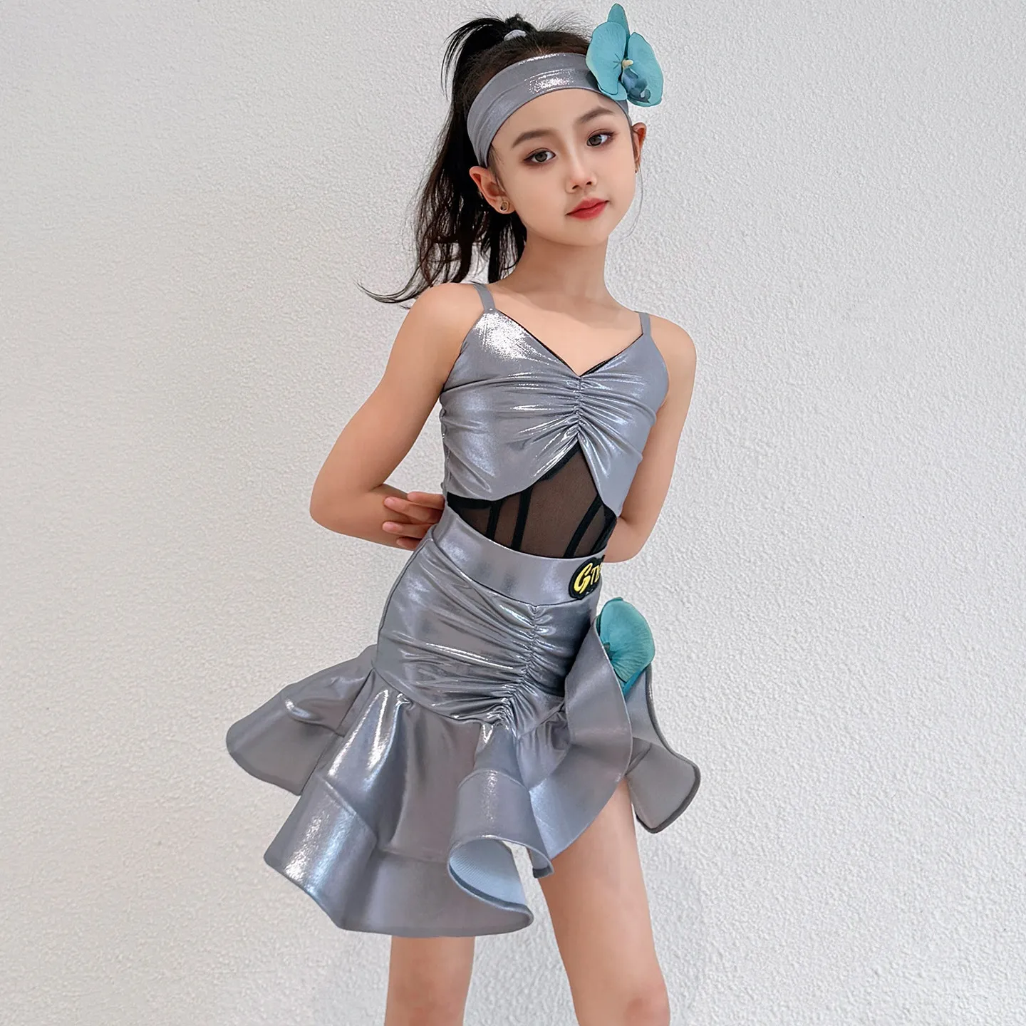 

atin Dance Costume Girls Salsa Latin Dance Dress Girls Dance Skirt Latin Practice Dress Competition Ballroom Dress Standard