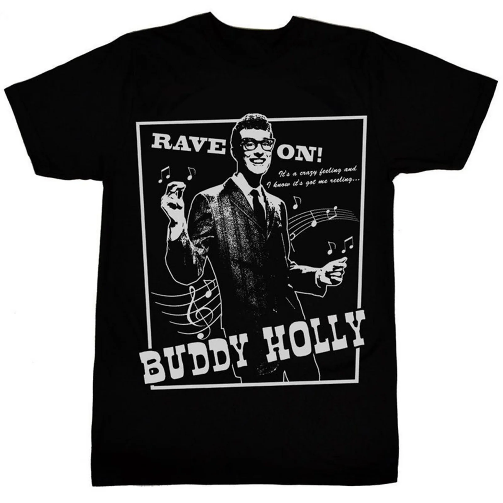 Homens e Mulheres's Rave T Shirt, Buddy Holly, Tamanhos S-4XL, NL1178