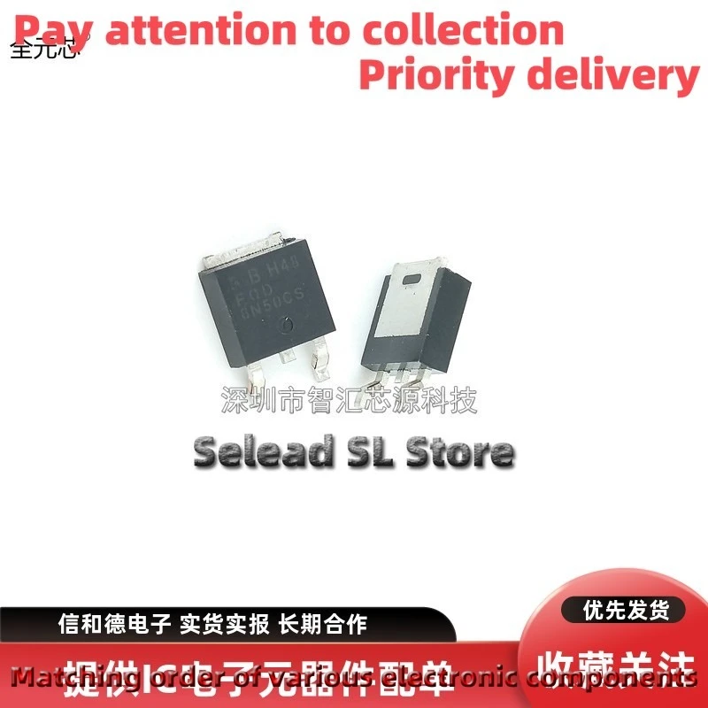 10 unids/lote 6N50C FQD6N50C TO-252 6A500V MOSFET discreto Canal N