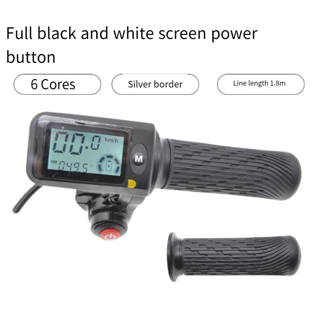 Throttle Controller For Electric Vehicles Black LCD Throttle Color-coded Wiring Battery Level Indicator Sealed Waterproof Design