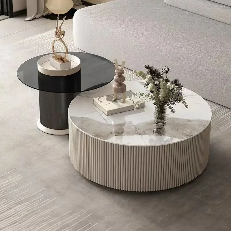 

White Glass Side Table - Nordic Multifunctional Coffee Table for Makeup & Salon