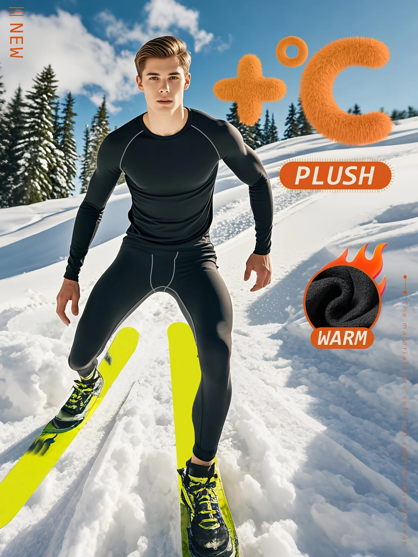 

Ski quick-drying clothes for men, winter warm innerwear and pants, elastic tight mountaineering and running sportswear