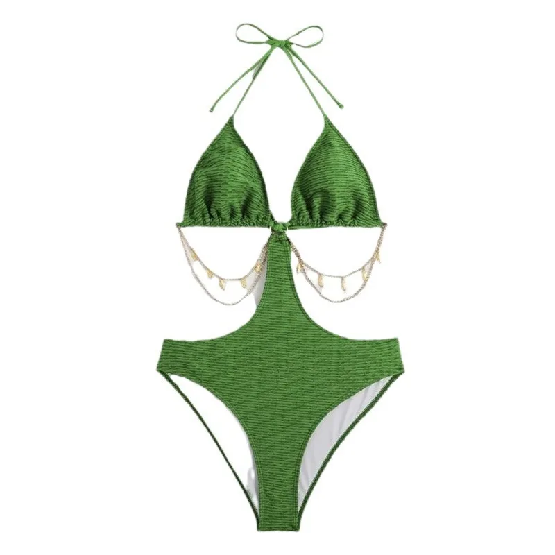 2025 新しいチェーンセクシーなワンピース水着ファッショナブルなセクシーなビキニ水着女性ビキニセット
