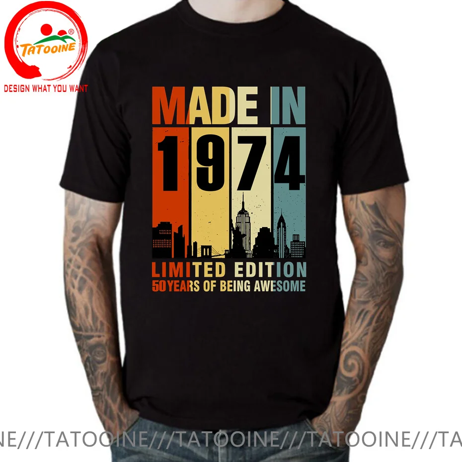 

Футболка мужская винтажная, сделано в 1964, 1974, 1984, 40, 50, 60 лет