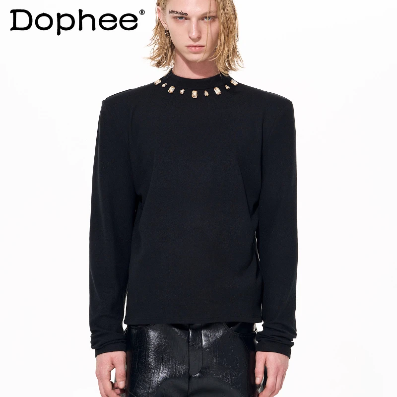 

Fashion Half Turtleneck Base Shirts Men 2025 Autumn Winter New Versatile Long Sleeve T-Shirts Men's Slim Warm Inner Wear Tops