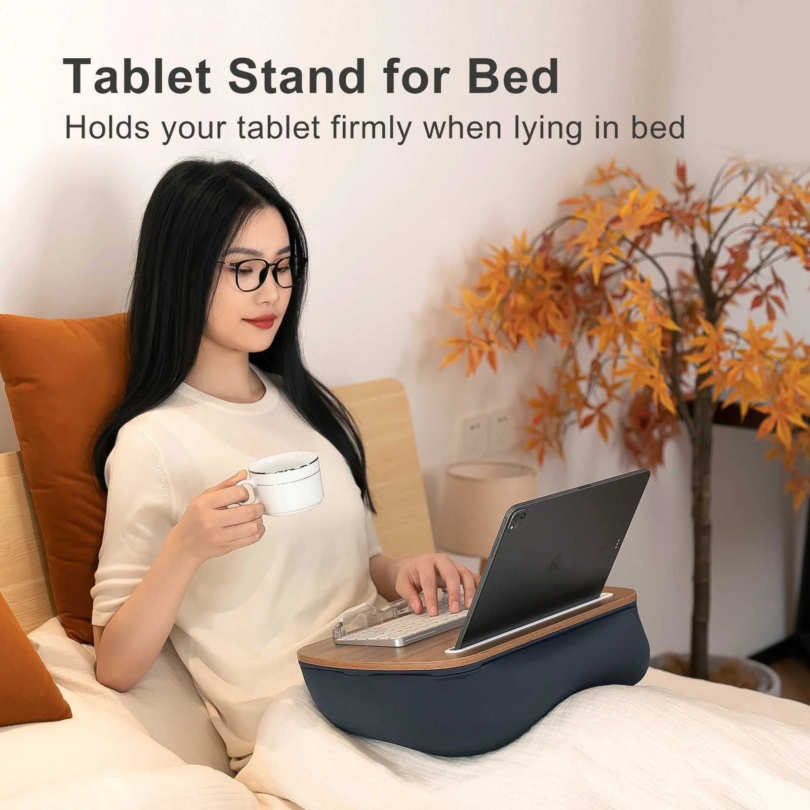 HPERGO Hot Selling Adjustable Wooden Tablet Laptop Bed Pillow Phone Stand Holder For Watching Movies And Videos