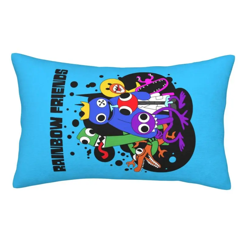 Custom Cute Rainbows Friend Play Gamer Cushions Cover for Bed Sofa Rectangle Pillowcase