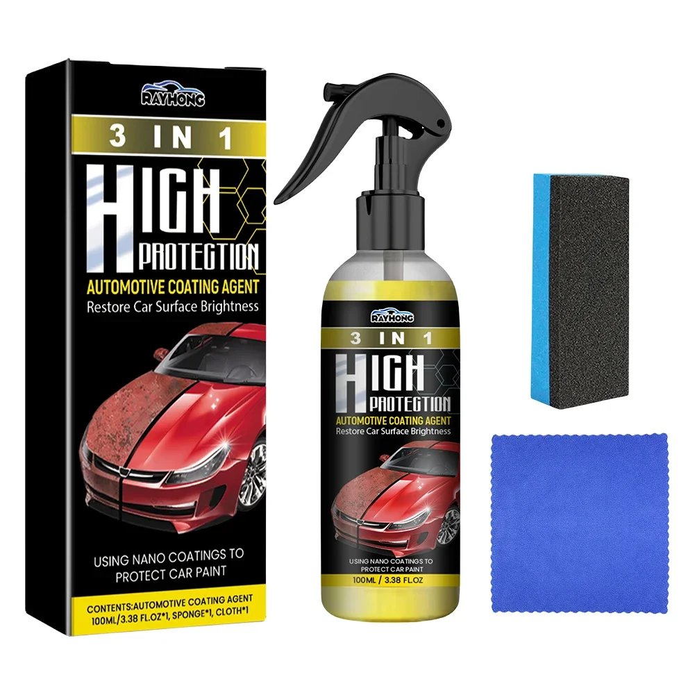3 In 1 Car Ceramic Coating Spray 100ml Auto Nano Ceramic Coating Polishing Paint Coating Agent Car Scratch Repair Car Paint Care