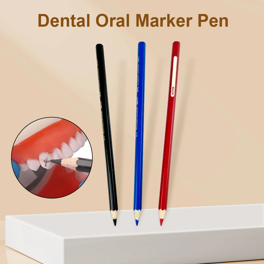 3pcs Dental Oral Marker Pen Wood Intraoral Marker Sterilizable Denture False Teeth Repair Sign Line Drawing Pen Dentist Material