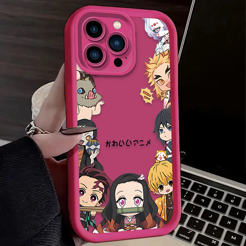 漫画鬼滅の刃マットスマホケース iPhone 16 16E 15 14 13 12 11 Pro Max X XS XS Max XR SE 2020 SE4 7 8 耐衝撃カバー