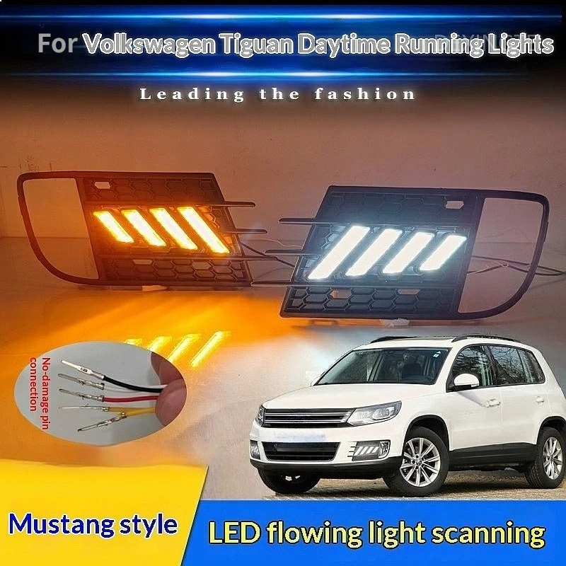 For Volkswagen VW Tiguan 2013-2016 LED Daytime Running Light Front Fog Light Bumper Lamp DRL Parts Accessories