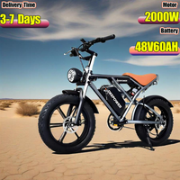 Electric Bicycle 2000W Powerful Motor 48V60AH Dual Battery Mechanical Oil Brake ElectricBike 20-Inch Fat Tire All Terrain E Bike