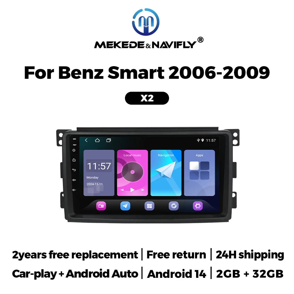 

NaviFly CarPlay Android Auto Car Radio For Benz Smart Fortwo 451 2005 - 2010 Intelligent Systems GPS Multimedia Player Head Unit