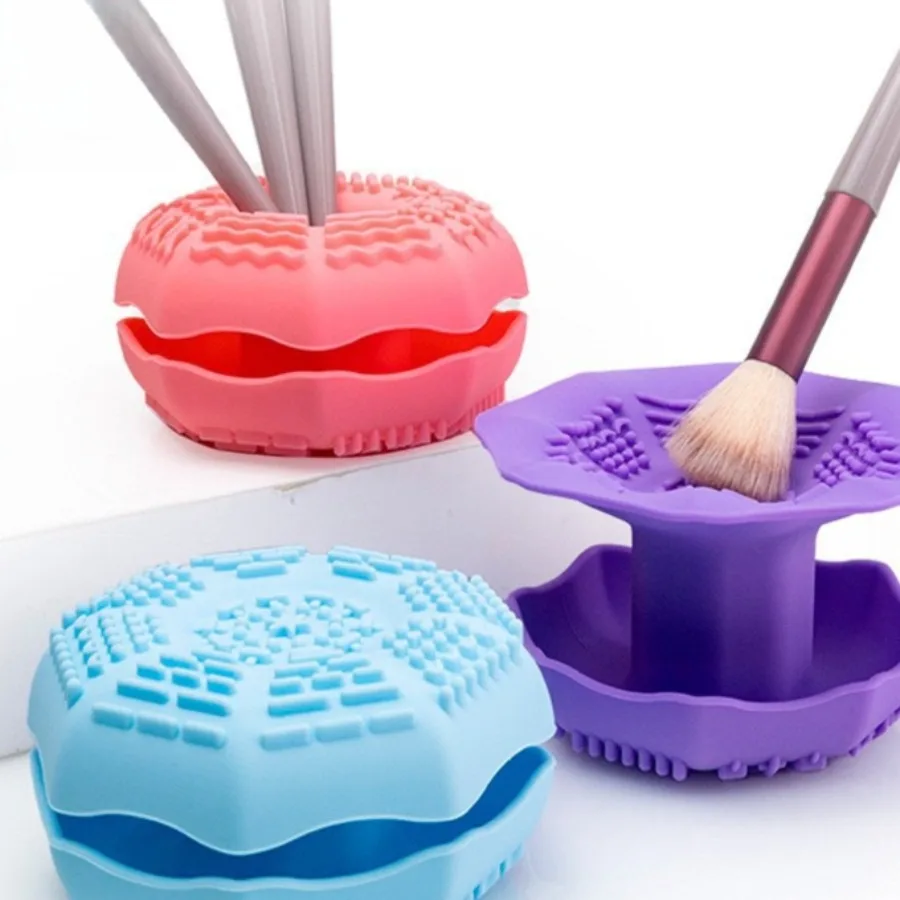 Multifunktionaler Donut-Make-up-Pinselreiniger, kann als Aufbewahrungsröhrchen für Waschbecher verwendet werden, aus Silikonmaterial