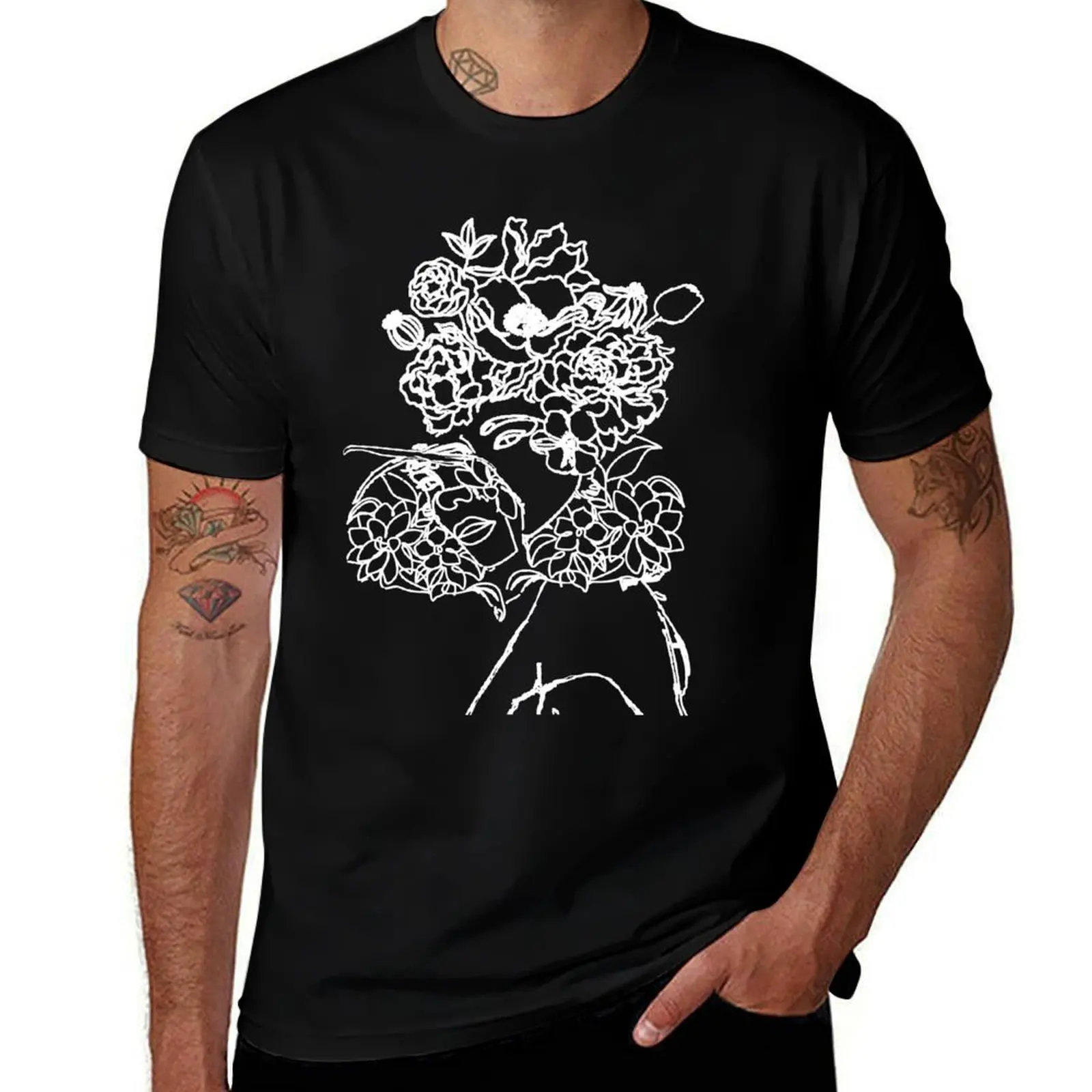 

t men Flower plain shirts g shirt 100% shirt t T-Shirt t man cotton man men for 2 head
