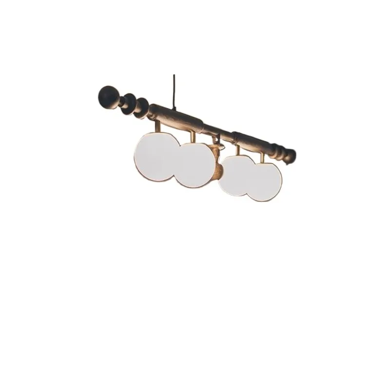 

Medieval dining table strip lamp wabi-sabi wind chandelier French retro Japanese restaurant lamp bar counter solid wood