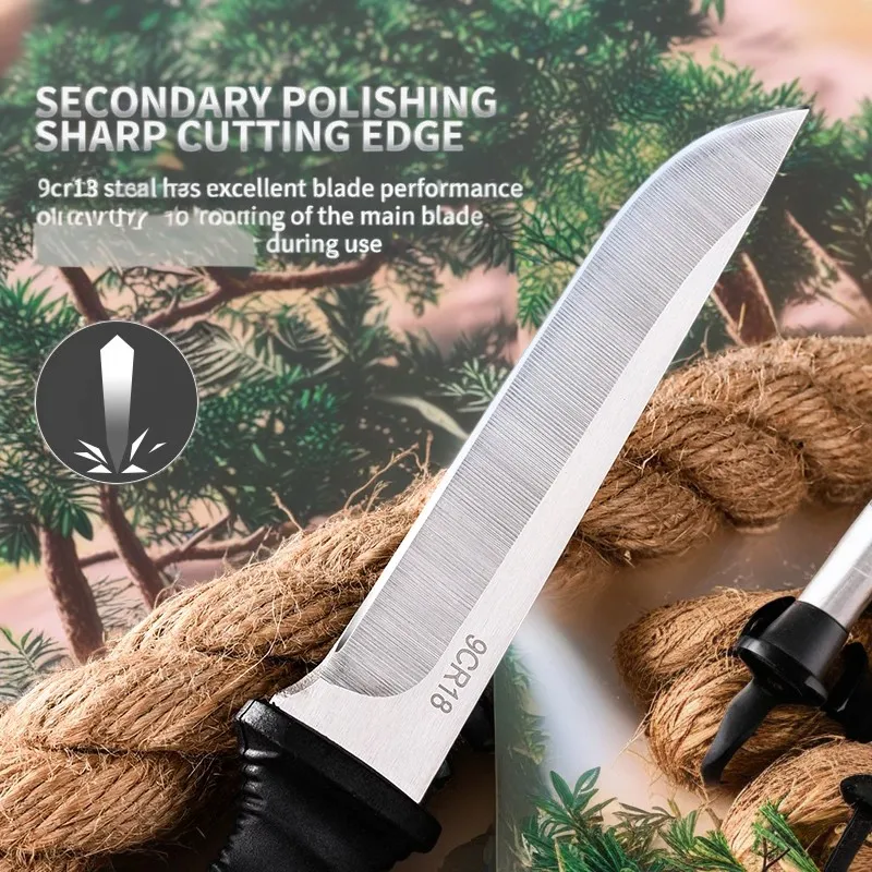 5Cr15Mov Stainless Steel Meat Cleaver Sharp Boning Knife Fishing Accessories Knife with Holster Multifunction Vegetable Peeler