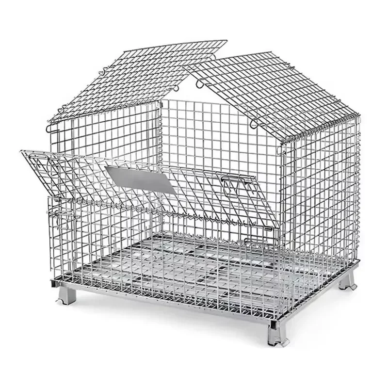 Collapsible Stackable Steel Mesh Box Metal Bin Wire Storage Cage