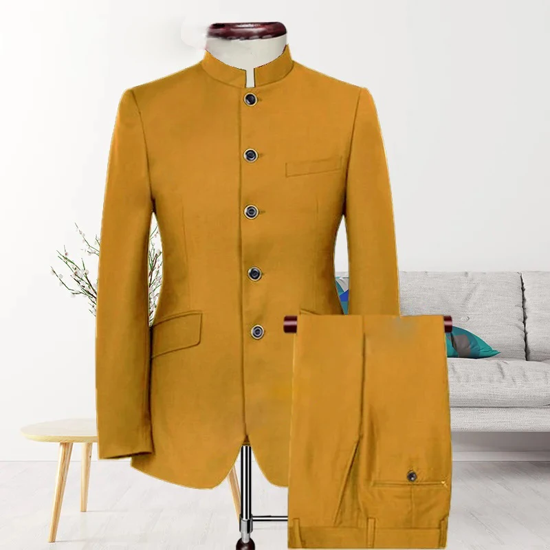 New Arrivals Men Suit Trend Design Men 2 Pieces Suit Single Breasted Indian Style Custom Size Tuxedo Groom Wedding