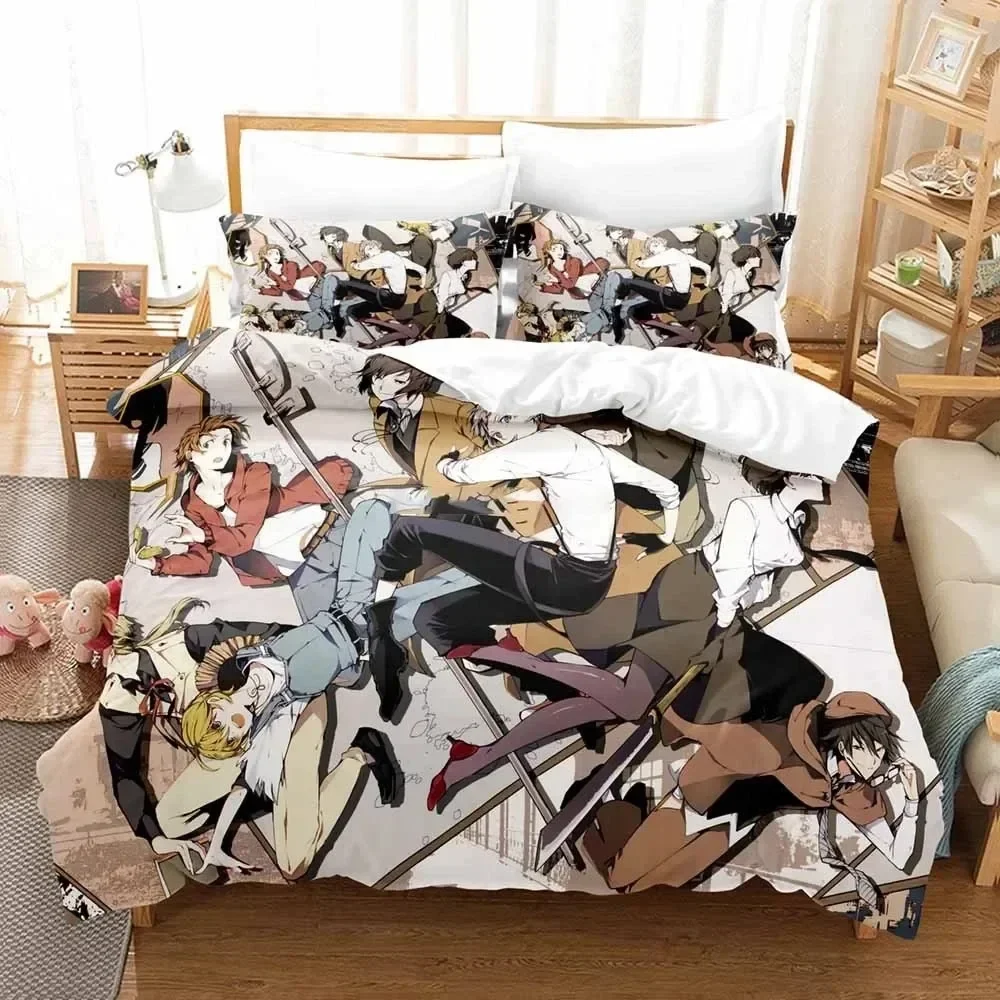 

3D Anime Bungo Stray Dogs Bedding Set Duvet Cover Sheet Printed Bed Set Pillowcase Bed Full Queen King Size Comforter Bedroom