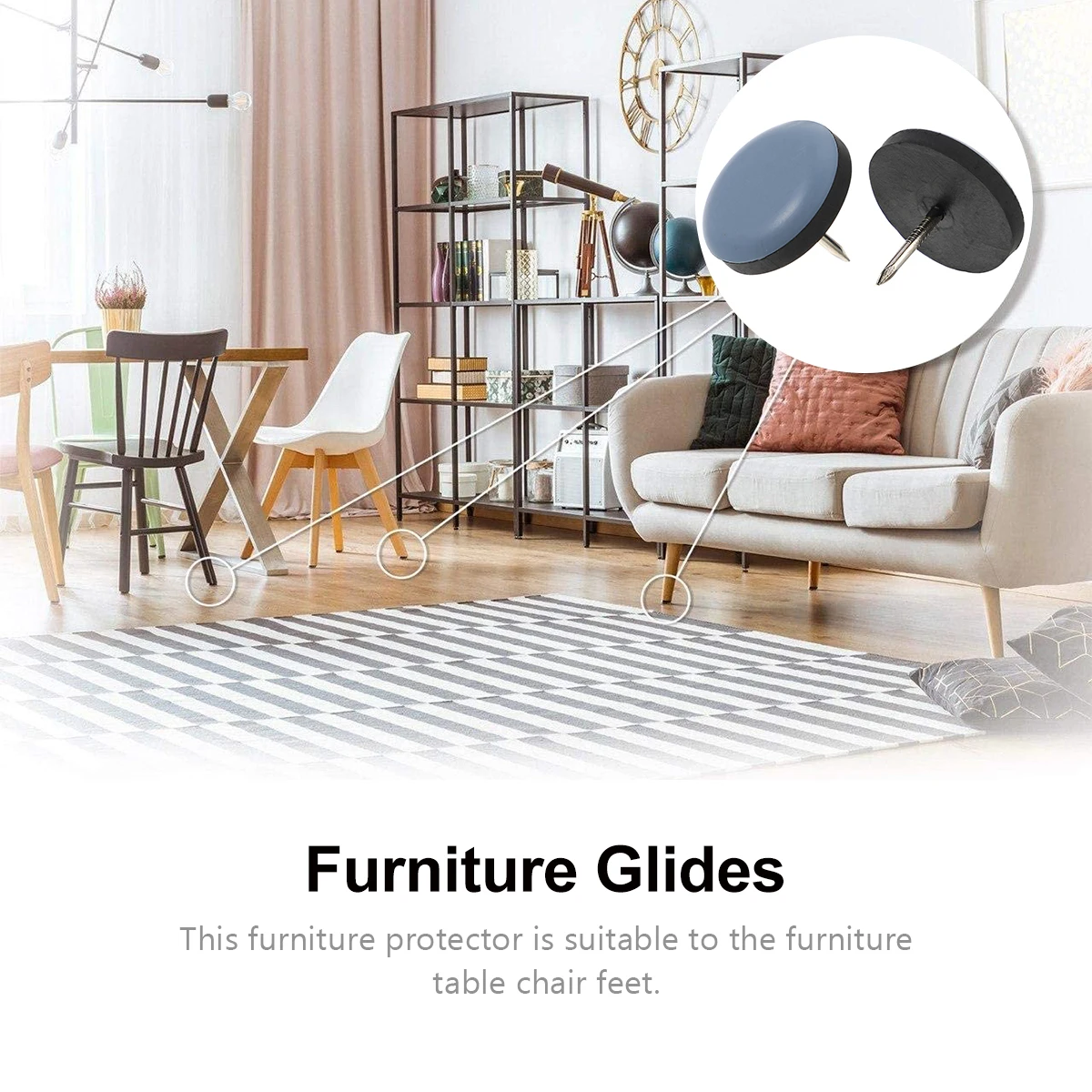 

20Pcs Furniture Leg Bottom Caps Noise Proof Floor Protectors Metal Nail Round Head Furniture Tacks Durable Chair Table Glide