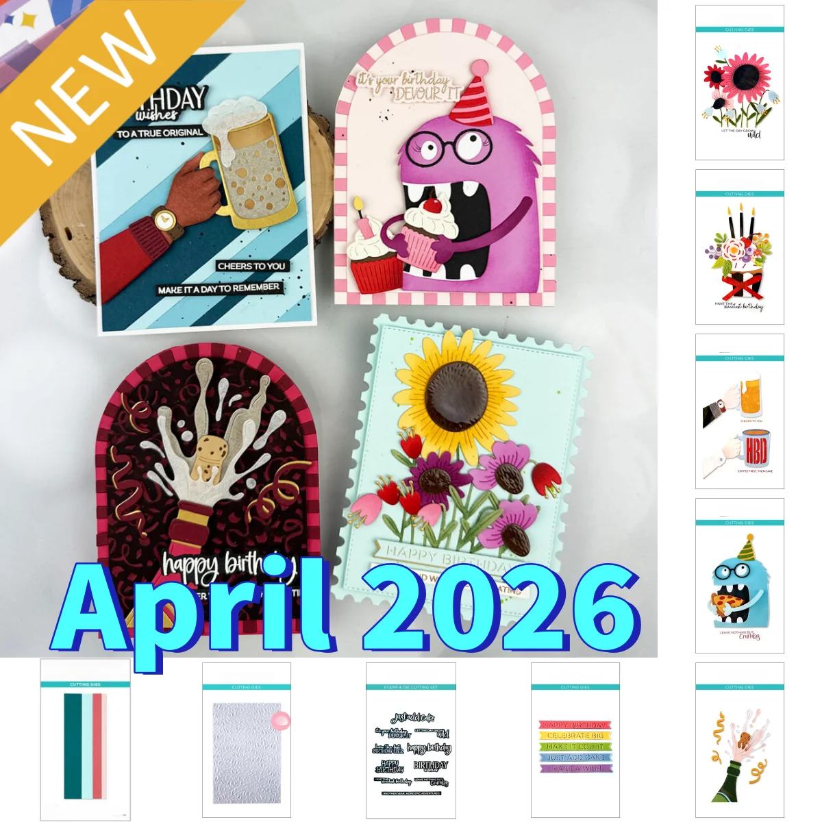 April 2026 New Party Candles Brew Cake Birthday Metal Cutting Dies Clear Stamps Hot Foil for DIY Making Card Scrapbook Paper