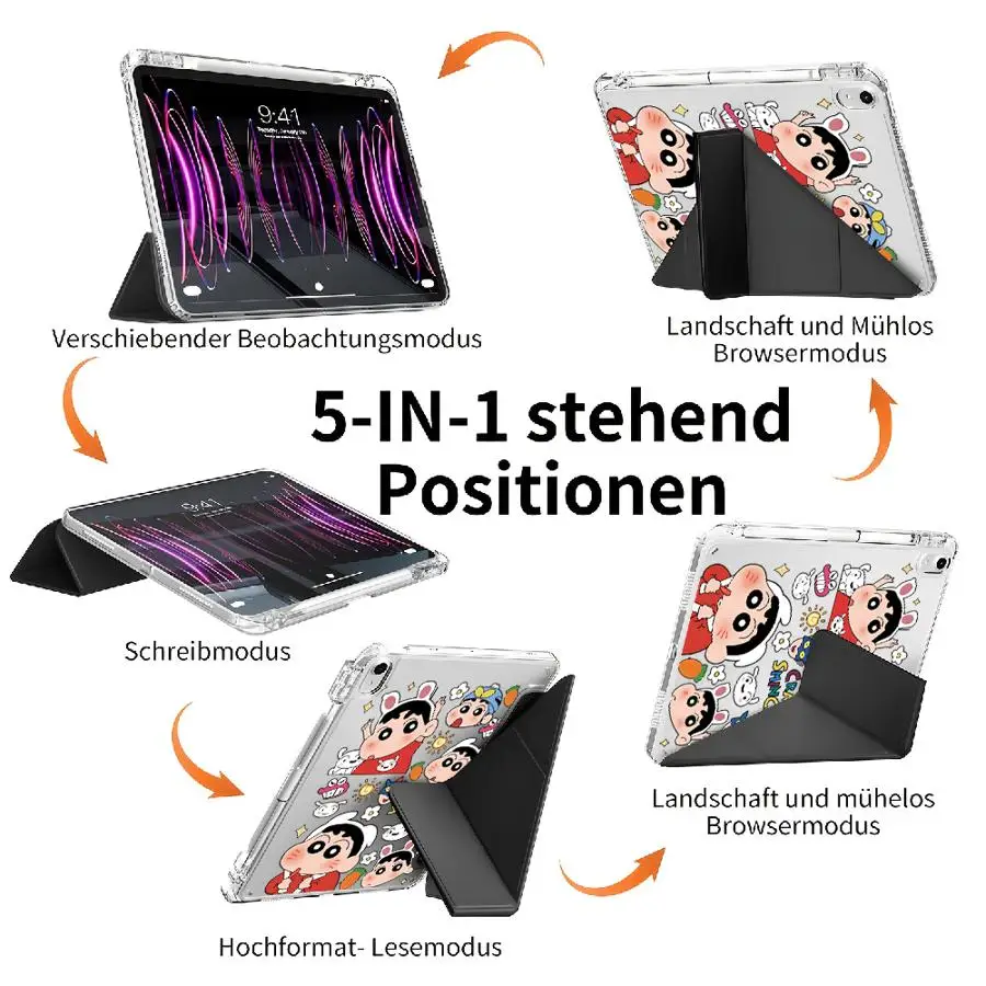 Colorful Doodle Shins-chans With Pen Slot Cover Tablet Case For Samsung Galaxy Tab A8 S8 A11 S10 Lite A9 Plus S7 FE S9 Plus