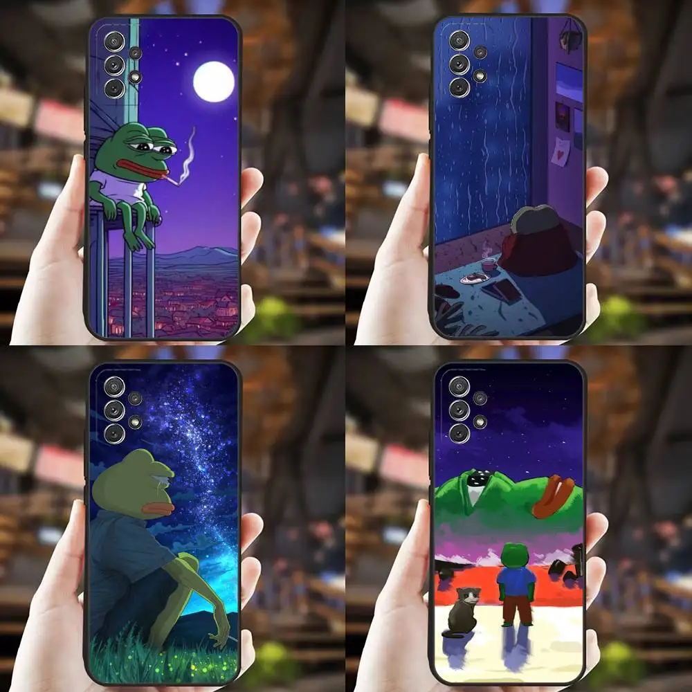 

Funny P-Pepe Frog Sad Phone Case For Samsung S25,S24,S21,S22,S23,S30,Ultra,S20,Plus,Fe,Lite,Note,10,9,5G Black Cover