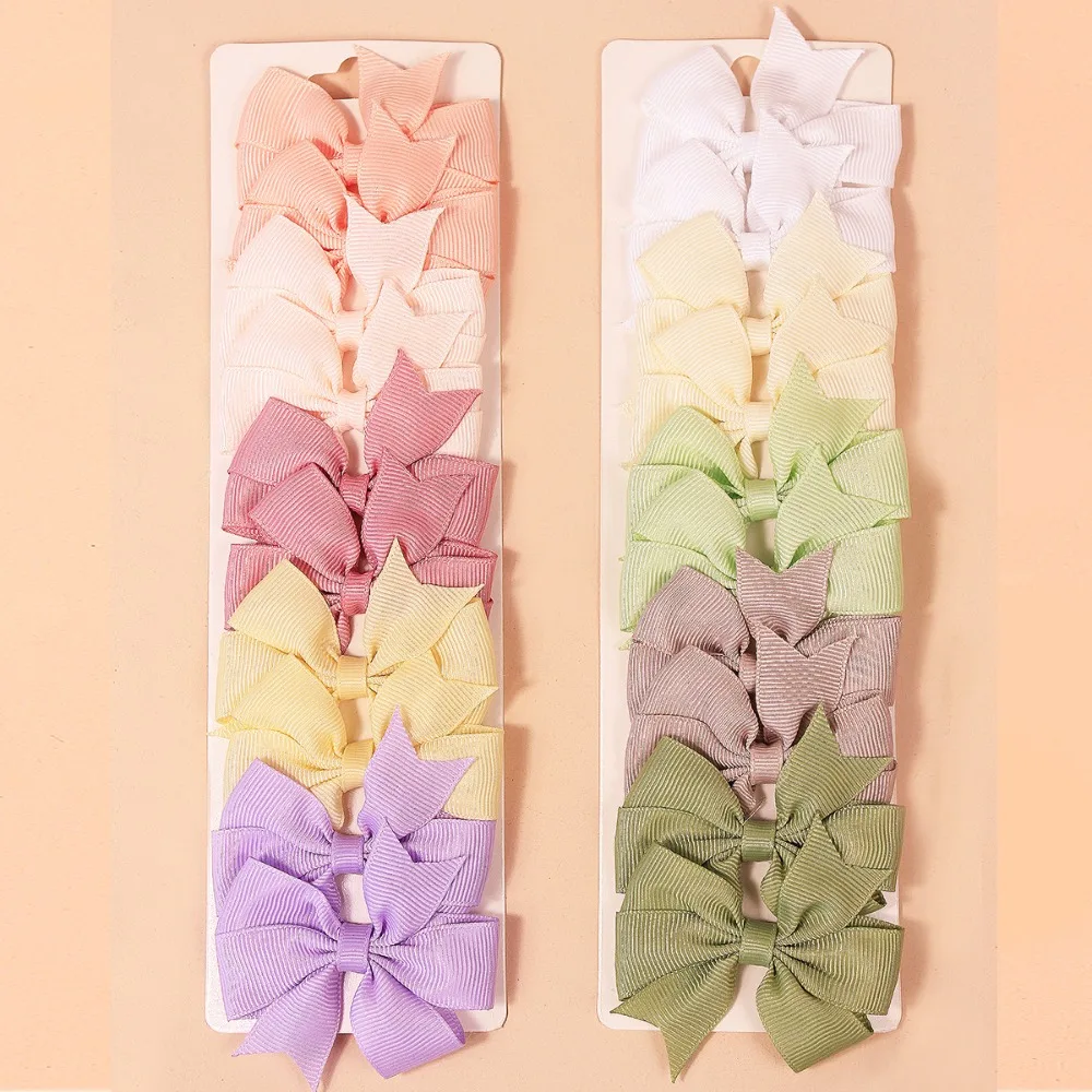 

20pcs/set Girls Grosgrain Ribbon hairBow Alligator Clips Design Multi-Color Hair Barrettes Set for Daily Wear Children Hairpin