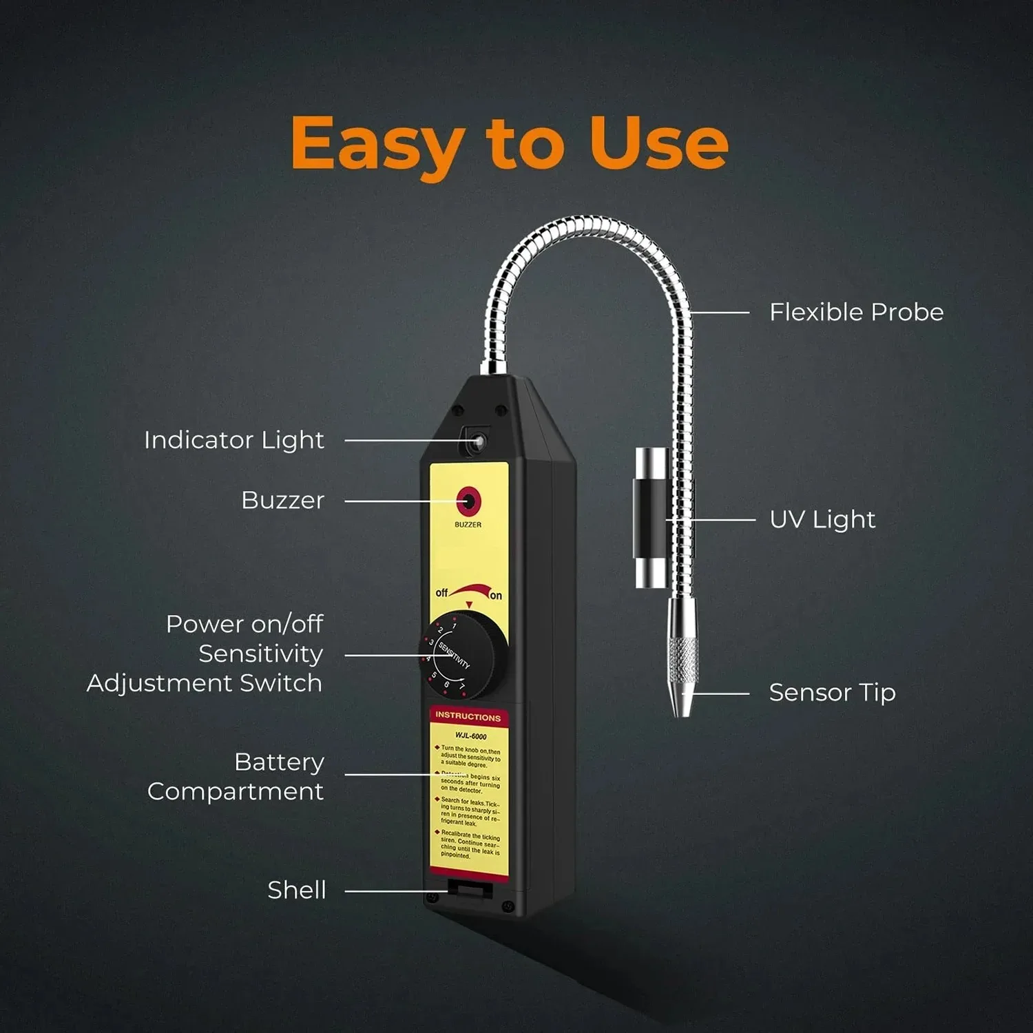 WJL-6000 Freon Leak Detector Halogen Leak Detector R22 R410A R134A R1234YF Refrigerant Gas HVAC Air Conditioner Tester Tool image 3