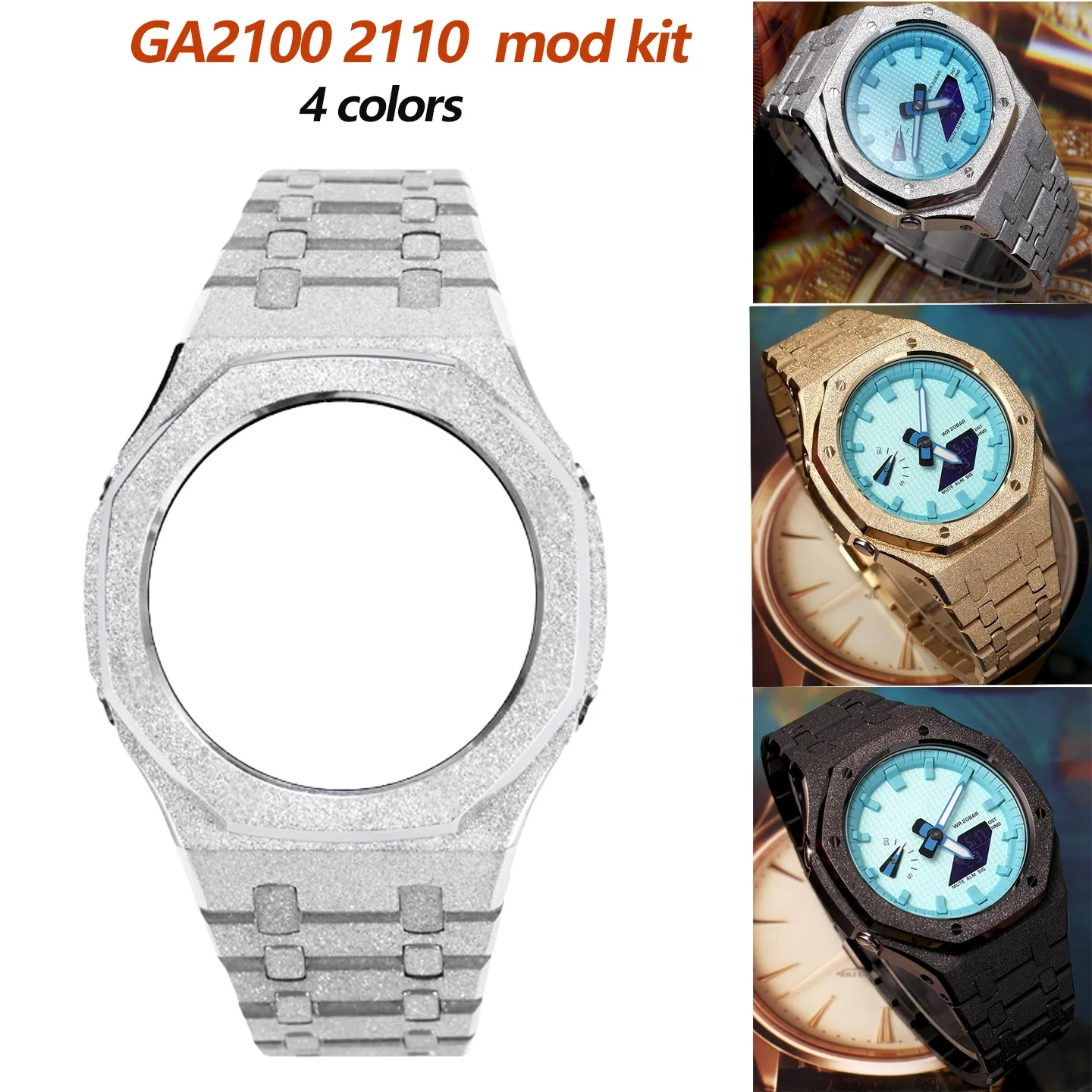 ga-2100-316l-modified-frosted-gold-bezel-kit-for-casio-g-shock-ga-2110-gm-2100-metal-bracelet-case-men's-watch-strap-accessories