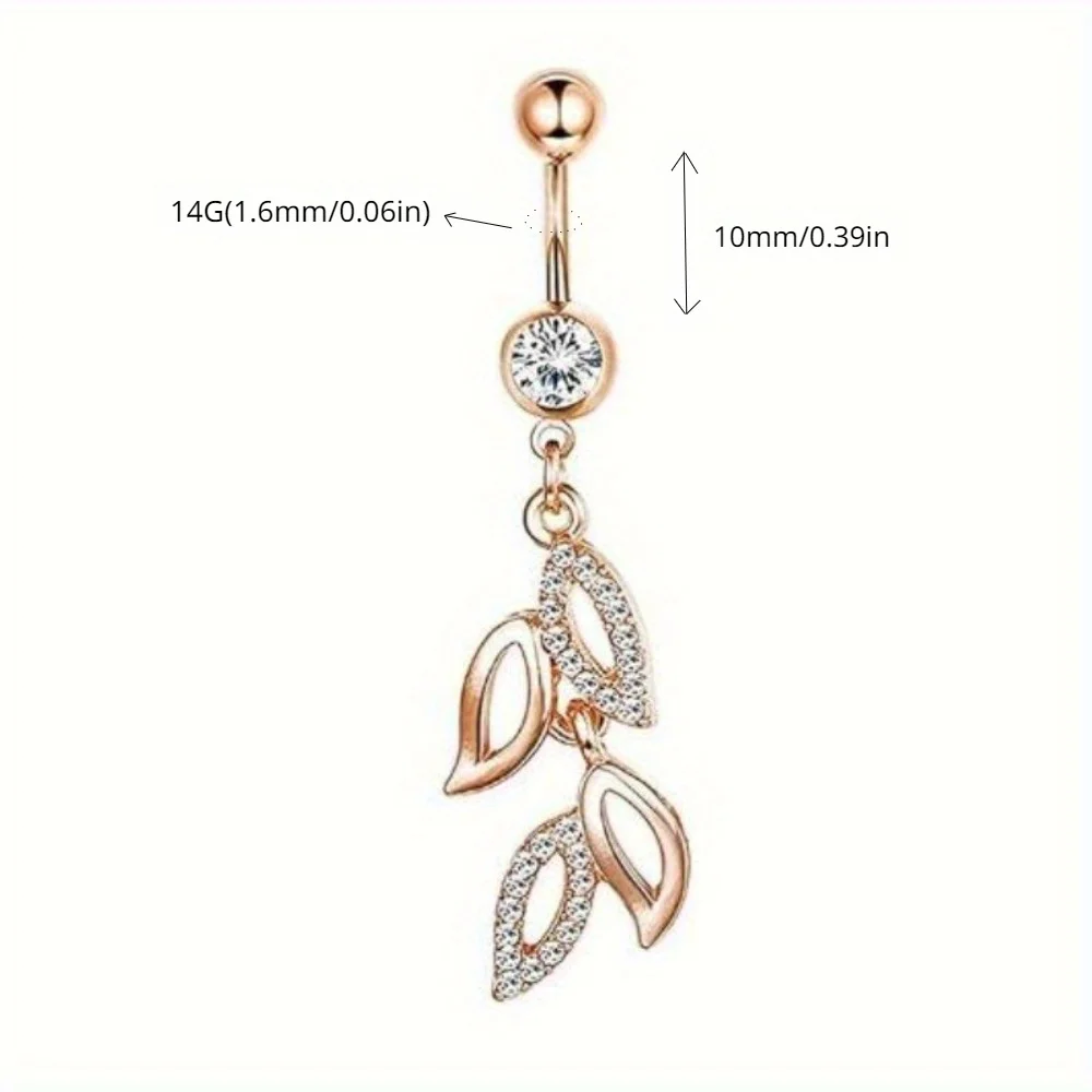 BESTEEL 1Pc 316L Surgical Steel Premium Quality Belly Button Ring Non-Toxic and Non-Irritating Dangle Navel Barbell for Women