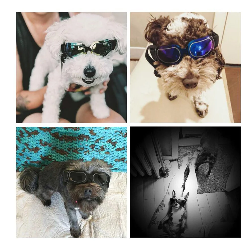 

Dog Glasses Blue Funny Creative Decorative Colorful Adjustable Nylon Strap Lightweight Pet Sunglasses for Party