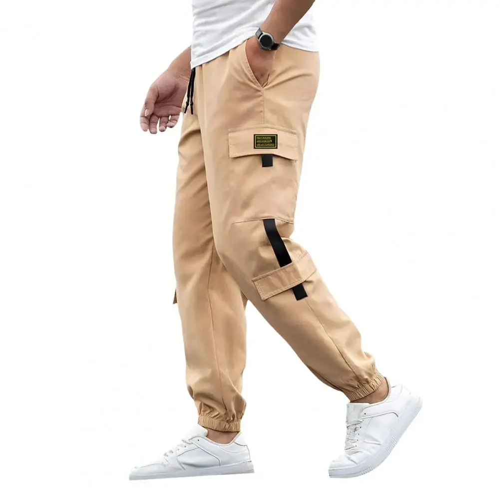 

Men's Cargo Pants Casual Hip Hop Hit Color Multiple Pockets Trousers Streetwear Ribbons Techwear Sweatpants