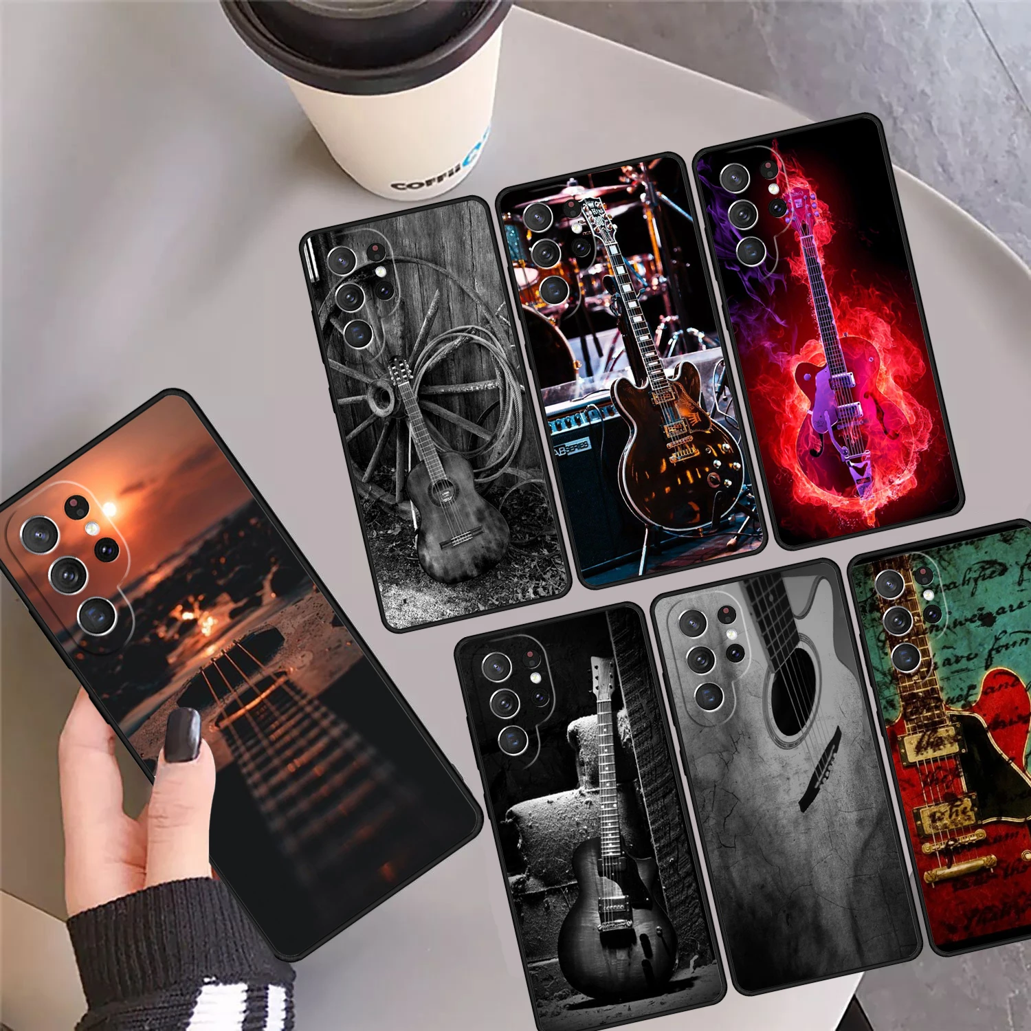 

Винтажный чехол для телефона с музыкальной гитарой для Samsung Galaxy S24 S25 Ultra 23 S22 Plus S21fe Lite S20 Note 10 Pro Note 20