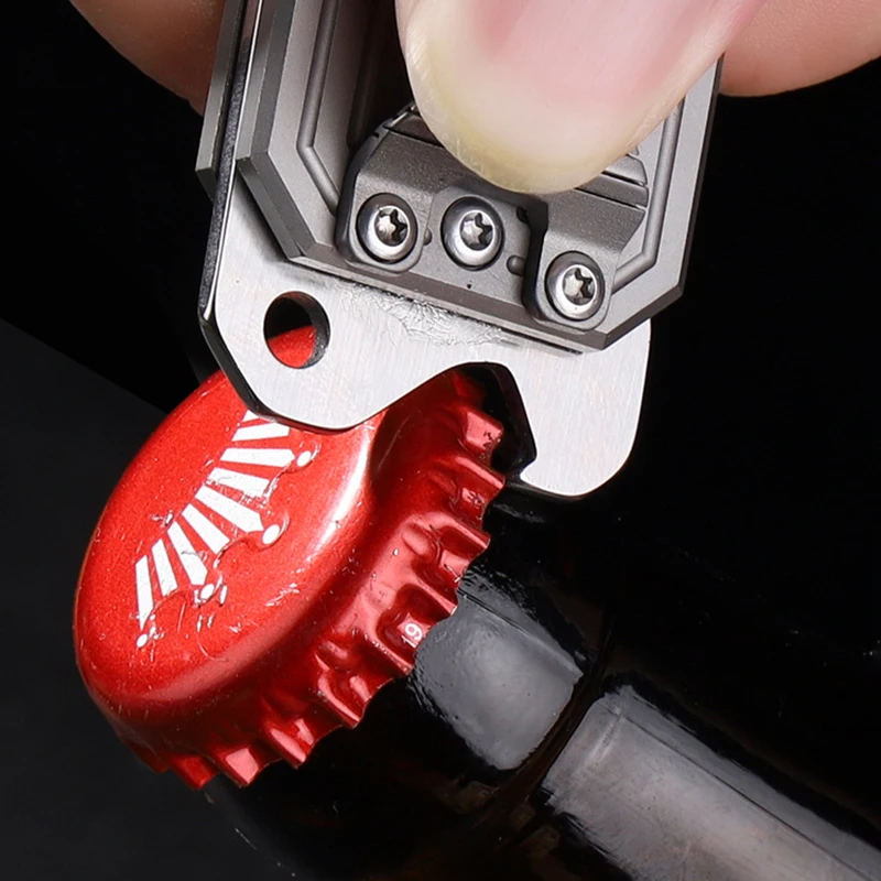 Titanium Alloy Handle 7cr17  Sharp Ppocket Knife Carry Key Chain Pendant Bottle Opener Portable Open Box Knife With Back Clip