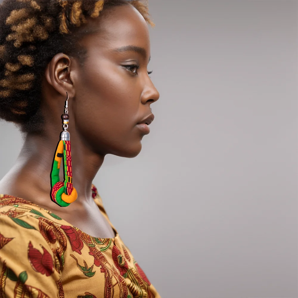 African Women Print Earrings Ankara Fashion Exaggerated Earrings Boho Chic Girl Gifts Oversized Accessories Wyb912